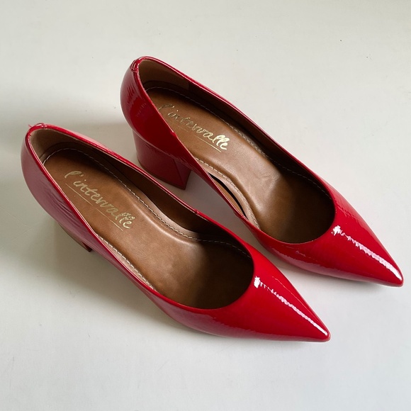 L’Intervalle Red Patent Leather Pointed Toe Heels Size 8 NWOT - Picture 6 of 7